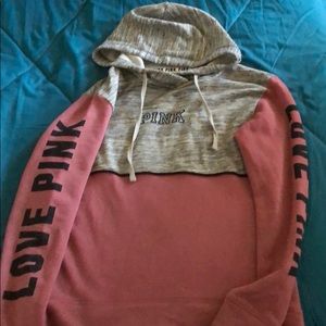 Pink sweater , light grey and light pink,